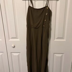 Xhilaration Olive Green Midi Dress with Button Accents